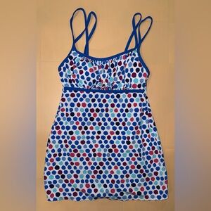 Catalina Women’s Swimsuit Dress; Size S (4-6); Spotted; Blue/White/Pink/Purple